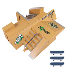 Finger Skateboard Ramp Kit with Modular Skate Park Design, 3 Boards and Rail Toy Set