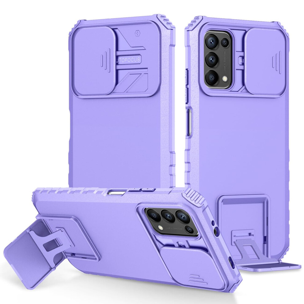 Case For Oppo Reno5 And Reno6 With Slide Camera Lens Cover, Kickstand, Militarygrade Shock Protection, Purple 9073542374725