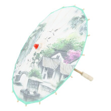 Vintage Oil Paper Umbrella with Hardwood Grip for Wedding Decor, Photography and Cosplay 56.5cm Misty Rain