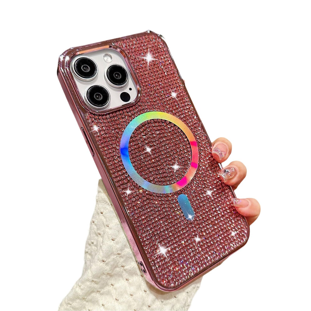 Rose Luxury Diamond Glitter Shockproof Protective Wireless Charging Case For Iphone 13 Magsafe Gold 9169991093222