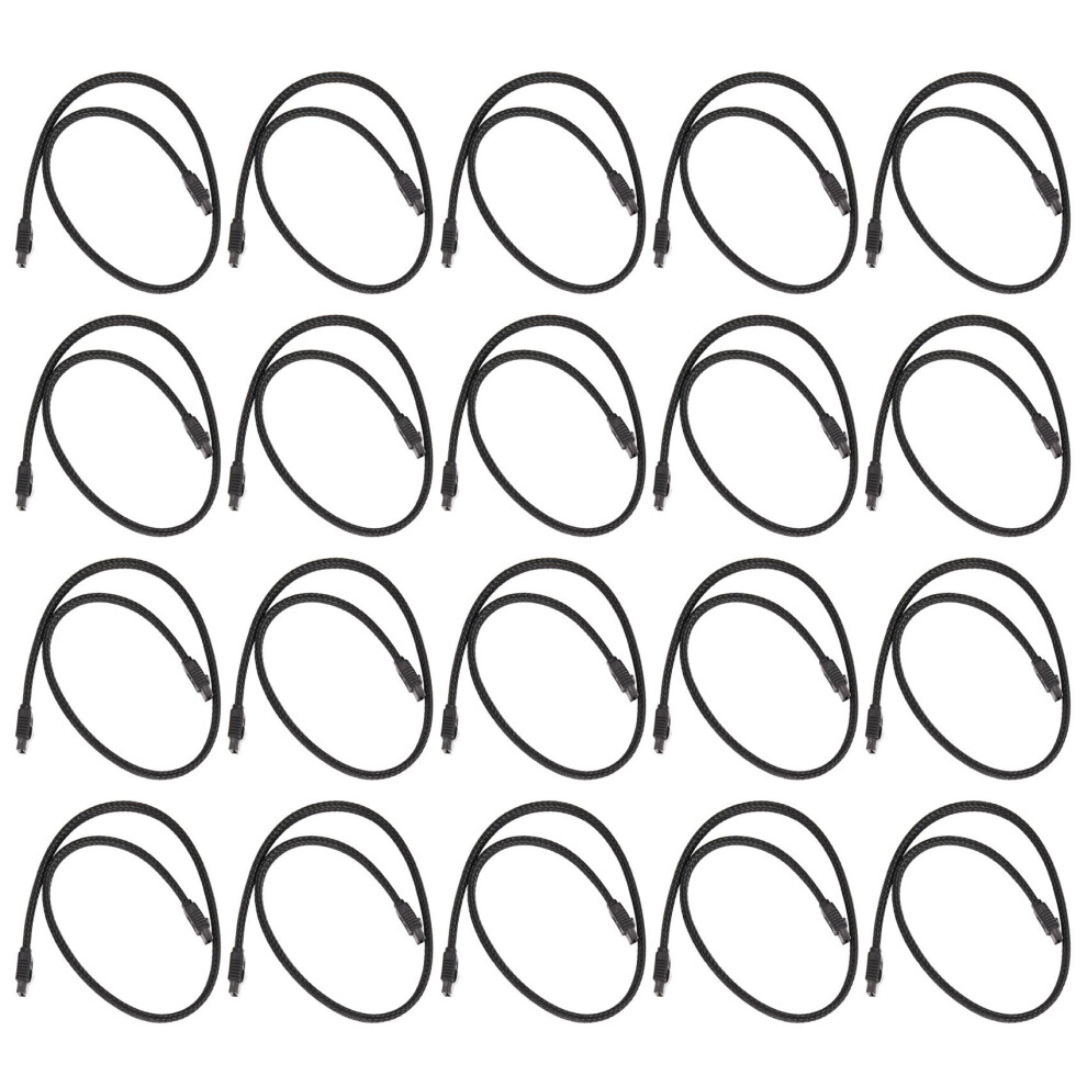 20X 50Cm 3.0 Iii Sata3 7Pin Data Cable 6Gb/S Ssd Cables Hdd Cord With Nylon Sleeved Premium Version(Black) Black 6032751606907