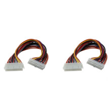 2pcs 29.5cm Computer PSU ATX 24 Pin Male to Female Extension Power Cable