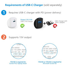 2X Cabo de Carregamento para Surface Connect To USB C Compatível com Surface Pro 3/4/5/6/7, Surface Laptop 3/2/1, Surface Go