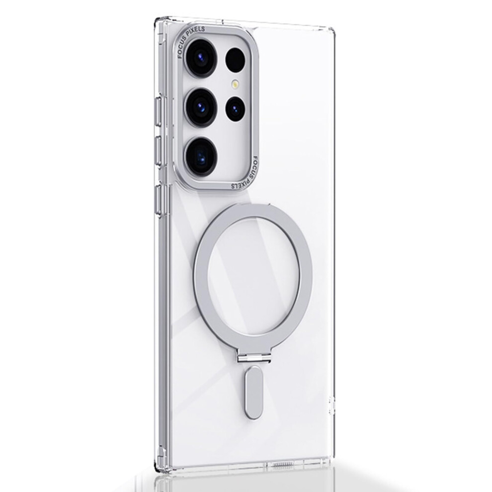 Case Ultra Thin Shockproof Magnetic Cover With Metal Kickstand For Samsung Galaxy S25 Ultra And Plus White 9073542374824