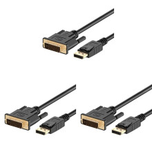 3X Display Port (DP) Zu DVI-Kabel, Vergoldet, 6 Fuss