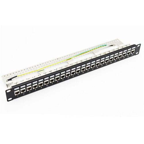 2X Cat7 Patch Panel 24Port CAT7/CAT6A FTP Patch Panel Full Shielded Incl. 24X Cat7 Shielded  Adapter 1U 19 Inch 1