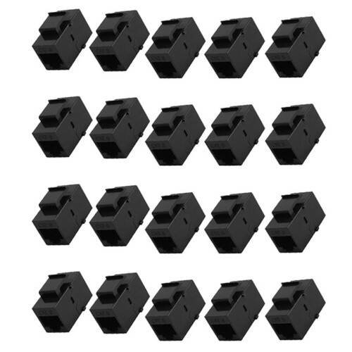 20Pcs RJ45 Connector  Jack Cat6 Extension Coupler Ethernet Network LAN Cat 6 Coupler Jacks Extend Adapter,Black