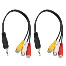 2X Cable 22cm de 3.5mm Enchufe Masculino A 3 RCA Hembra de Audio Y Video AV