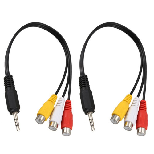 2 Stücke 3.5 mm Stecker auf 3 Cinch-Buchse Audio Video Kabel 22cm