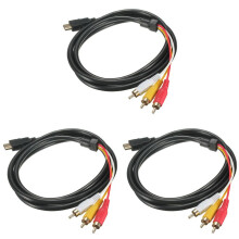 3X Negro 5 Pies 1.5M Macho una 3 RCA Video Audio AV Cable Adaptador para HDTV 1080P