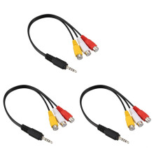 3 Pcs 3.5mm Male Plug to 3 RCA Female Audio Video AV Cable 22cm