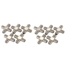 10-Pack 4-Way F-Type Coax Cable Splitter Combiner Female to 4 Female for Video VCR Antenna TV Cable Satellite,Silver