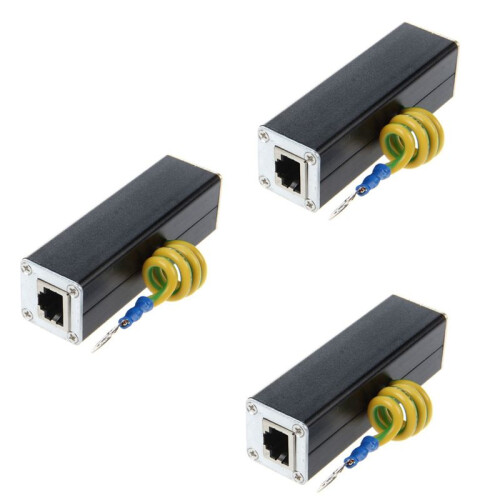 3X Semoic RJ45 Plug Ethernet Network Protector de Sobretensión Thunder Arrester 100MHz