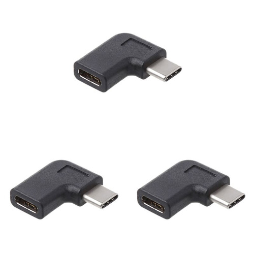 3X ÁNgulo Recto de 90 Grados USB 3.1 Type C Macho A Hembra USB-C Conversor Adaptador