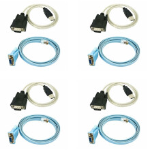 4X RJ45 Network Cable Serial Cable Rj45 to DB9 and RS232 to USB (2 in 1) CAT5 Ethernet Adapter LAN Console Cable