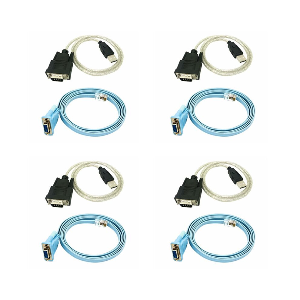 4X Rj45 Network Cable Serial Cable Rj45 To Db9 And Rs232 To Usb (2 In 1) Cat5 Ethernet Adapter Lan Console Cable 6033169687878