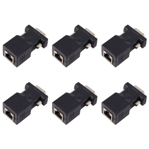 6X VGA Extensor Macho A Lan Cat5 Cat6 Rj45 Adaptador de Cable de Red