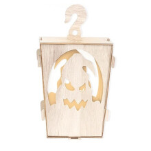 Halloween Wooden Lighted Pumpkin for Tabletop, Light Pumpkin Lamp Lantern Shadow Box Halloween Decoration B