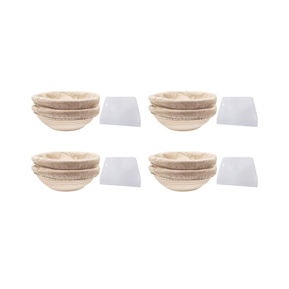 Round Set,8 Yeast Baskets For Bread And Bread Dough, Banneton Proofing Basket With Linen Inserts,Dough Scraper Set Round 6032794256671