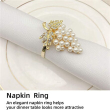 36 PièCes SéRies Anneaux de Serviette en Perle ou Raisin Forme Serviette Boucle Titulaire Porte-Serviettes de Mariage Table DéCor Serviette Boucles