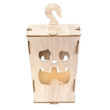 Halloween Wooden Lighted Pumpkin for Tabletop, Light Pumpkin Lamp Lantern Shadow Box Halloween Decoration C