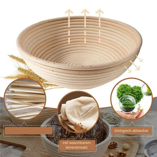 Round Set,8 Yeast Baskets for Bread and Bread Dough, Banneton Proofing Basket with Linen Inserts,Dough Scraper Set Round 1