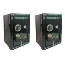 2X Safe Box Organizer Iron Desk Decorative Box Piggy Bank Metal Cabinet Money Storage Box Storage Box Black