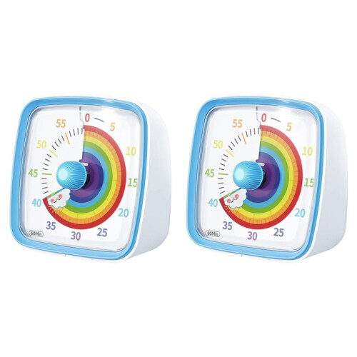 2X 60-Minute Visual Timer with Night Light, Countdown Timer,Pomodoro Timer with Rainbow Pattern for Kids and Adults