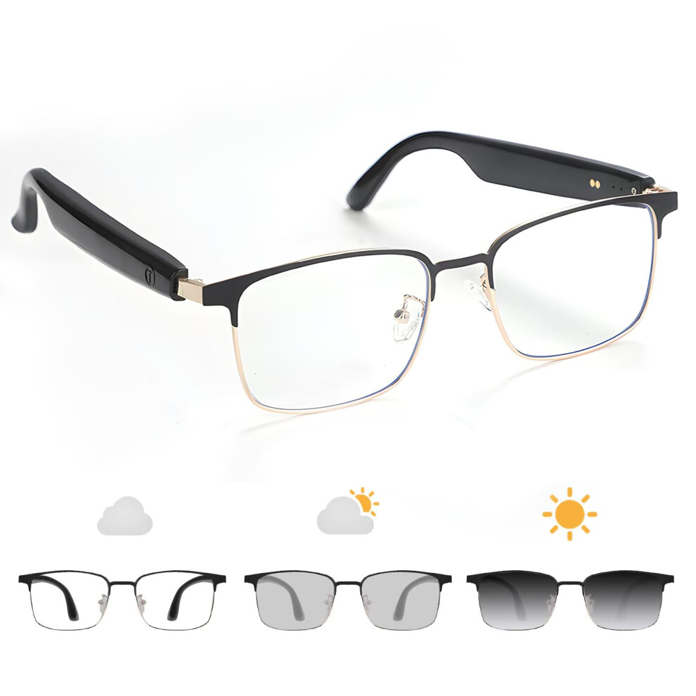 Smart Bluetooth Glasses With Mic Speakers, Voice Control, Photochromic Polarized Lenses Gold 9169991093307