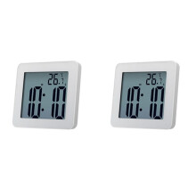 2X Digital Bathroom Clocks Simple LCD Electronic Alarm Clock Waterproof Shower Watches Temperature Clocks Hanging Timer