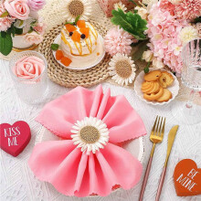 24Pcs Flower Napkin Rings, Floral Napkin Rings Sunflower Napkin Holder Daisy Serviette Buckles Holder for Table Decor
