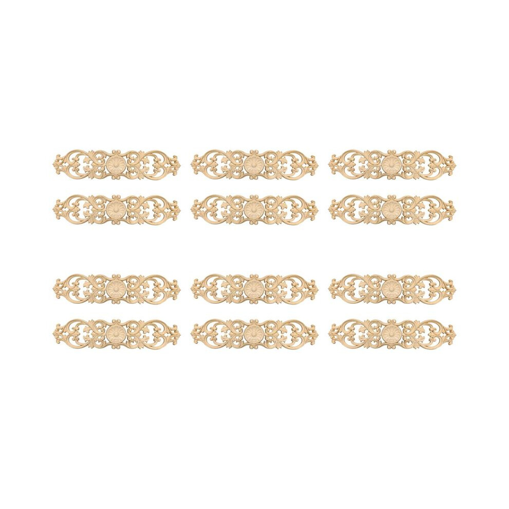 6Pcs 40Cmx10cm Woodcarving Decals Carved Corner Flower Cabinet Door Bed Decorative Patch Onlay Wood Applique 6031252971507