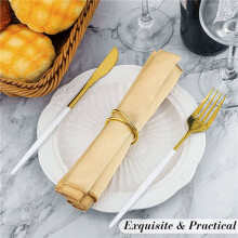 108 Pcs MéTal Spirale Serviette Ronde Boucles Simples Ronds de Serviette pour Mariages RéCeption DîNer Buffet Table DéCor Or