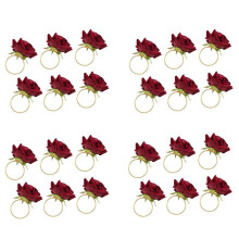 24Pcs/Lot Romantic Rose Napkin Rings Alloy Napkin Buckle Holder for Wedding Receptions Gifts Holiday Banquet Decoration
