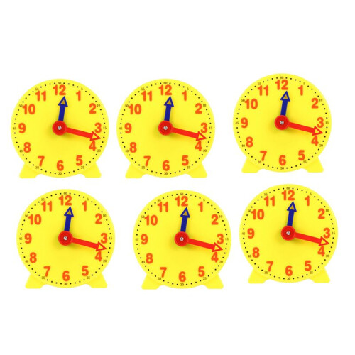 6pcs 4 Inch Student Learning Clock  Model Teacher Gear Clock 12/24 Hour School Learning Tools