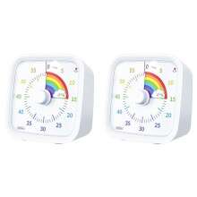 2X 60 Minute Visual Timer with Protective Case, Rainbow Disk Timer, Silent Countdown Management Tool White
