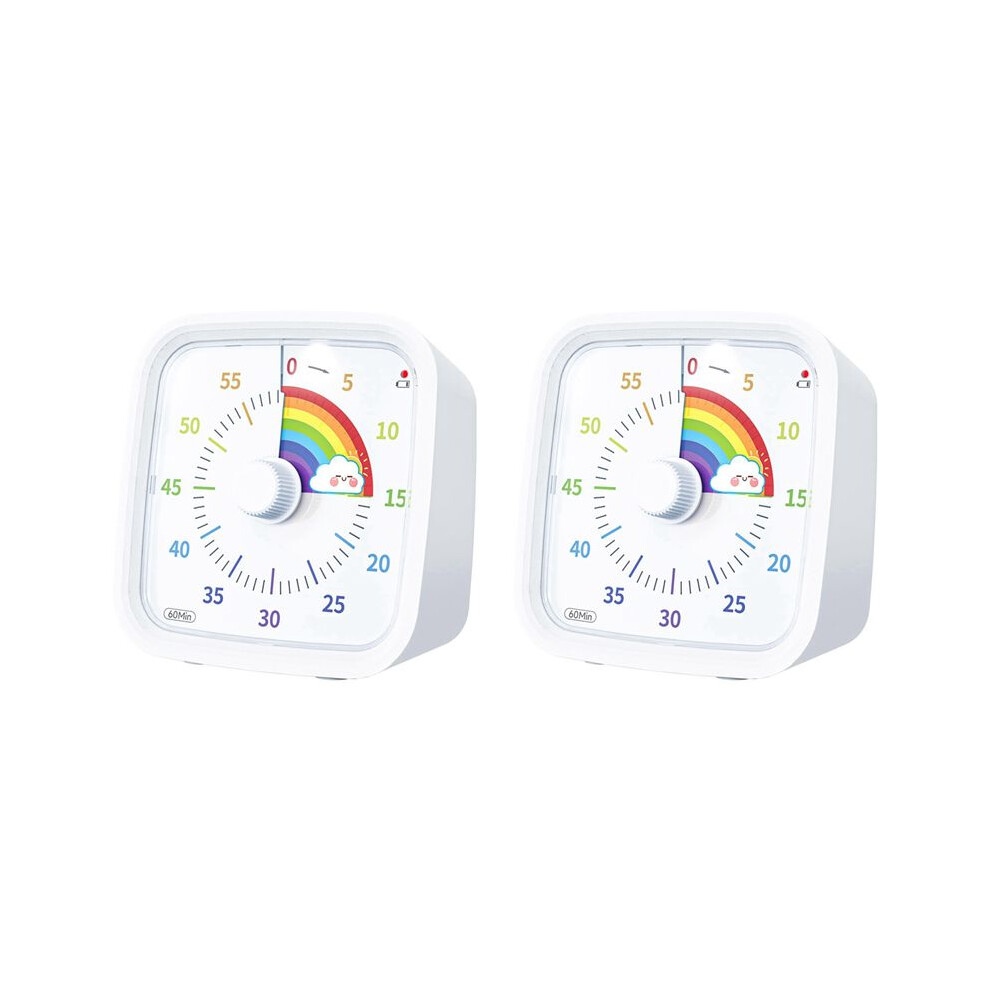 Typecat 2X 60 Minute Visual Timer With Protective Case, Rainbow Disk Timer, Silent Countdown Management Tool White
