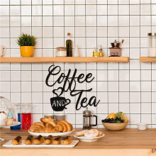 2X Letrero de Café y Barra de Té, Arte de Pared Colgante de Metal, Letra Decorativa de Taza Negra para CafeteríA, Granja, Cocina