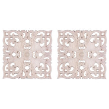 2X Wooden Decal Supply European-Style Applique Real Wood Carving Accessories and Retail.Woodcarving 15x15x2Cm