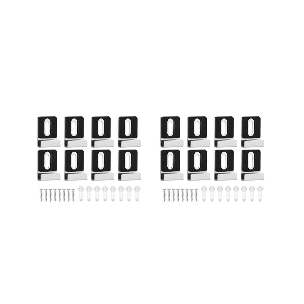 16Pc Metal Mirror Holder Kit, Mirror Clips With Screws Rubber Pads Mirror Hooks Heavy Duty Mirror Hanger Hardware Silver 6031282588409