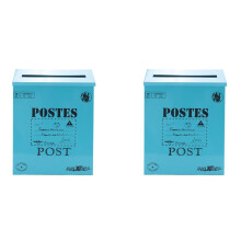 2X Mailbox Vintage Wall Mount Mailbox Post Letter Box for Outside Antique Metal Mailbox Rust Resistant Mail Holder