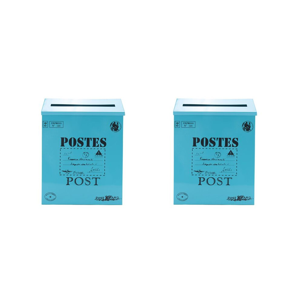 2X Mailbox Vintage Wall Mount Mailbox Post Letter Box For Outside Antique Metal Mailbox Rust Resistant Mail Holder 4713552234101