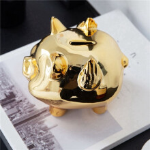 3X Keramik Gold Schwein Sparschwein Niedliche Münze Sparschwein Kreative Heimtextilien Glückliches Schwein Dekoration, Gold Schwein
