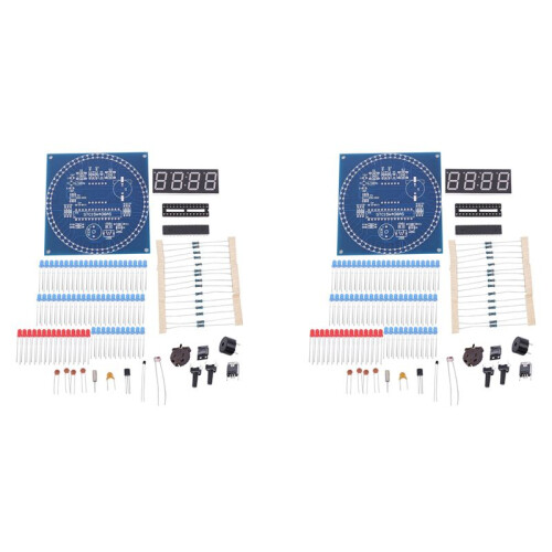 2X DIY Rotating Electronic Clock Kit Electronic Circuit Basic Experimental Kit LED Display Alarm Clock DIY Parts