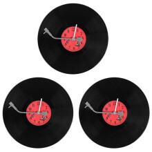 3X European Retro Nostalgic Ultra-Quiet Clock Vinyl Record Personality Wall Clock Cafe Bar Decorative Wall Clock