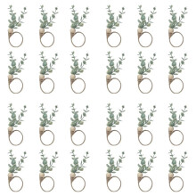 Servettringar Set med 24 Rustika Eukalyptus Träservettringar Boho Leaf Wood Bead Farmhouse Servettringhållare