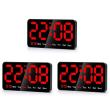 3X Digitale Wandklok, 9 Inch LED Digitale Klok, Groot Display met 12/24 Uur, Grote Cijfers, Kleine Stille Wandklok (Rood)