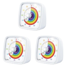 3X 60-Minute Visual Timer with Night Light, Countdown Timer,Pomodoro Timer with Rainbow Pattern White