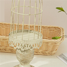 2X Vintage Bird Cage Candle Holder Wedding Table Decoration Props Wedding Decoration Metal Iron Candle Holder,White,S