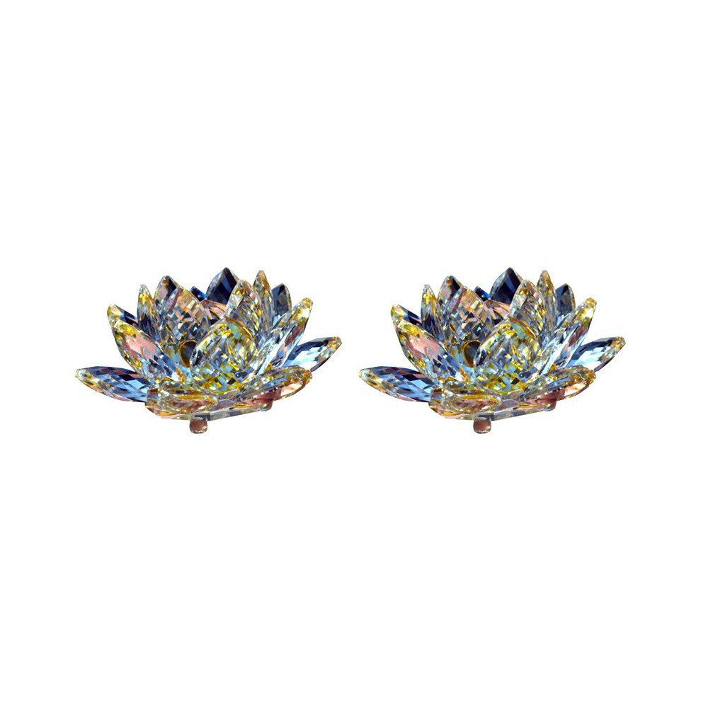 Semoic 2X C Crystal Lotus Flower Figurine Valentine Wedding Decor Glass Collection Paperweight Table Ornaments Souvenir